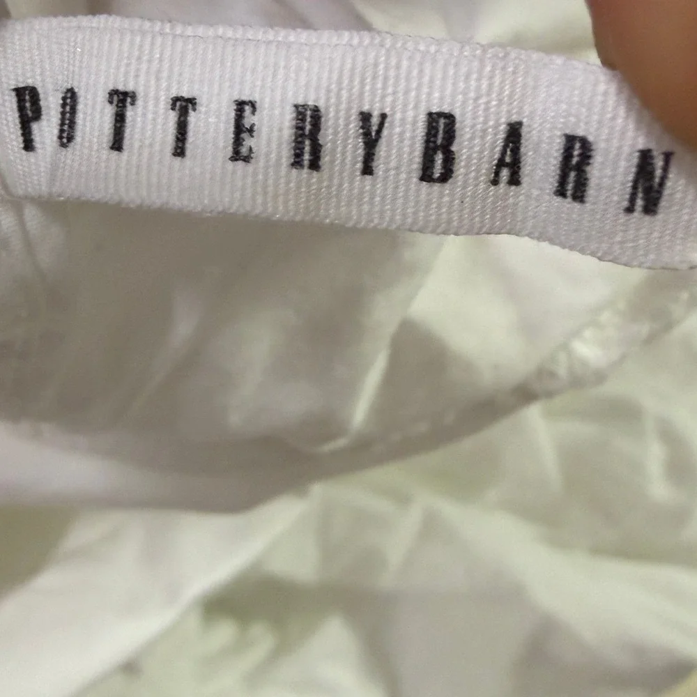 Pottery Barn Grand Organic Percale King Duvet Set Sham‎ Pillowcases White Navy
